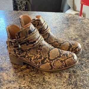 Faux snakeskin ankle boots